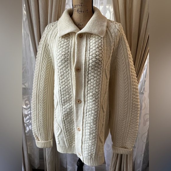 oobe Other - Oobe Brand vintage collared fisherman cable knit wool cardigan sweater